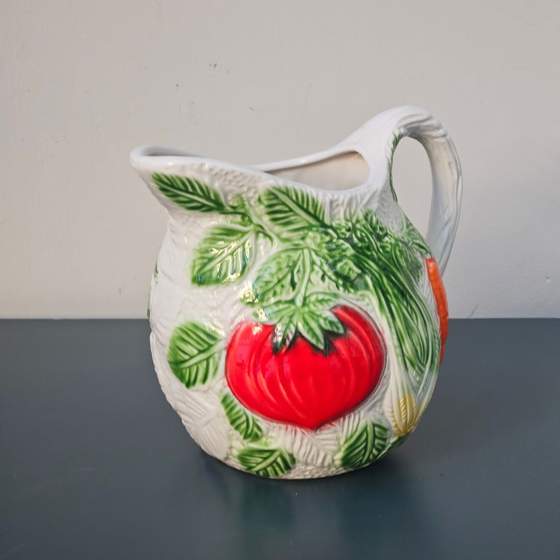 Brocca caraffa frutta verdura manico, ceramica "ITALICA ARS" fatta a mano made in Italy