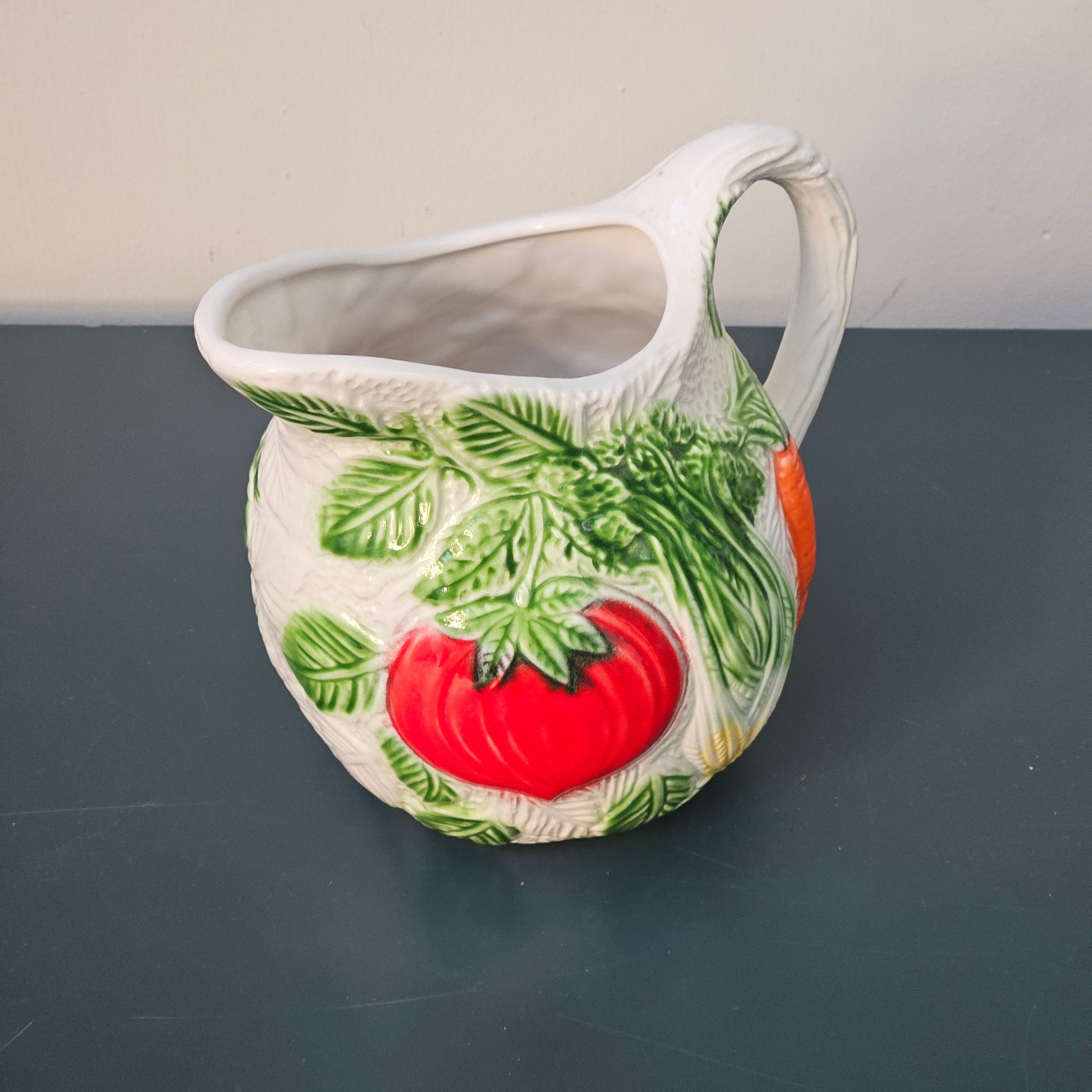 Brocca caraffa frutta verdura manico, ceramica "ITALICA ARS" fatta a mano made in Italy