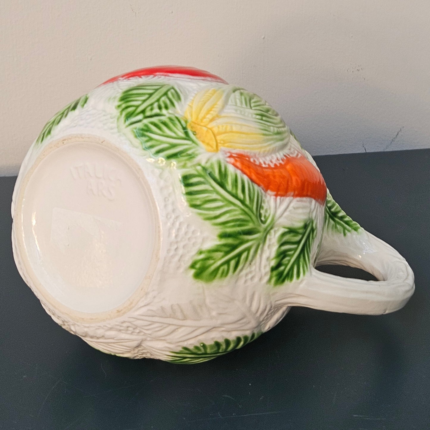 Brocca caraffa frutta verdura manico, ceramica "ITALICA ARS" fatta a mano made in Italy