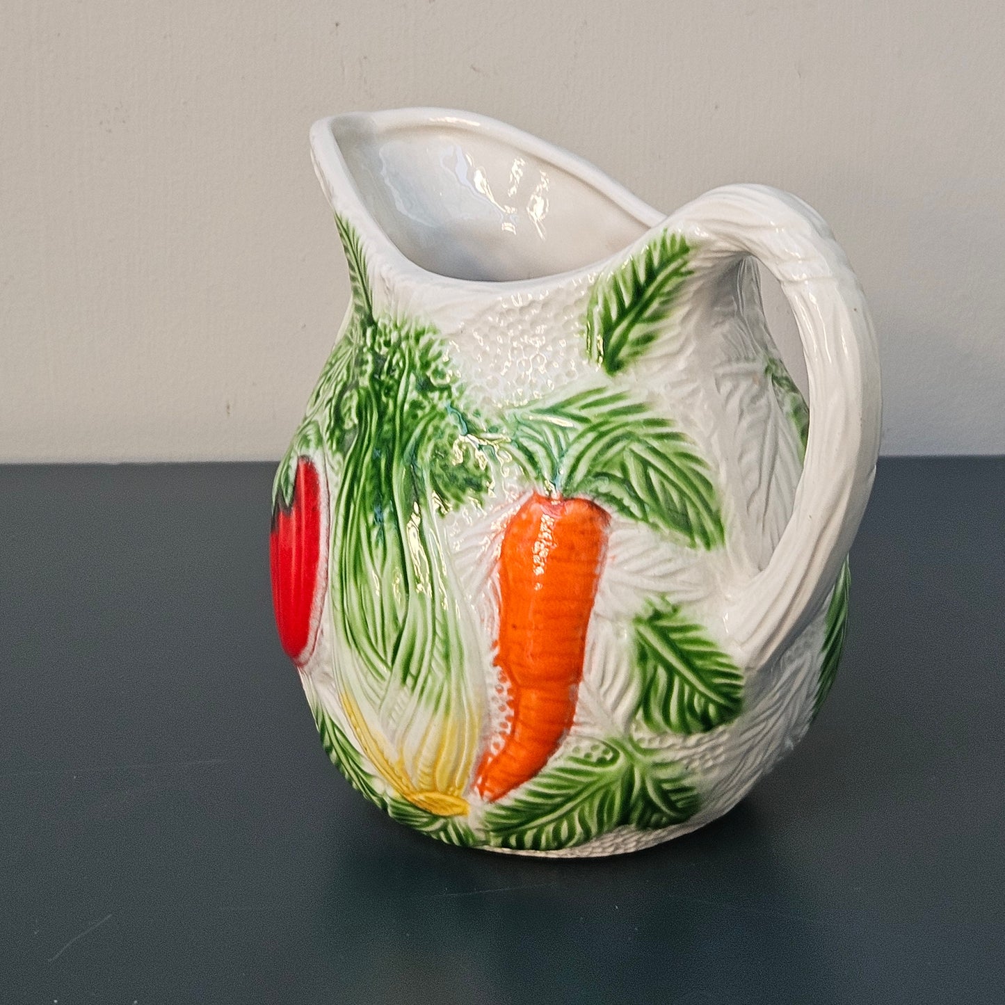 Brocca caraffa frutta verdura manico, ceramica "ITALICA ARS" fatta a mano made in Italy